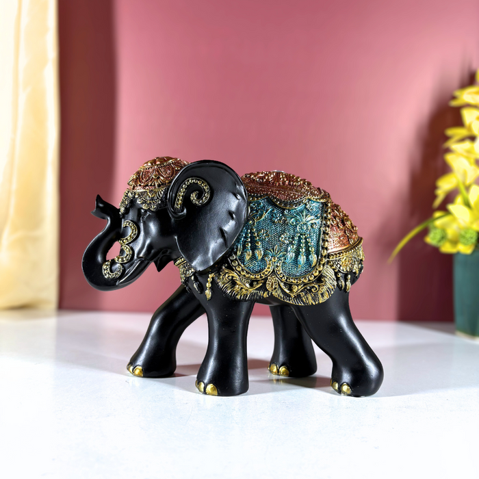 Opulent Rajasthani Polyresin Elephant Sculpture – Luxe Home Accent