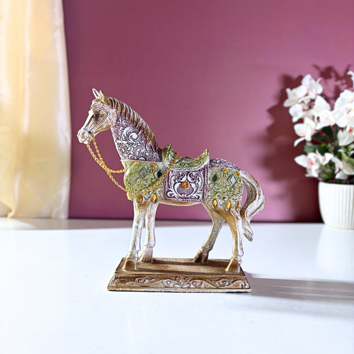 Gilded Maharaja Parade Horse – Luxe Polyresin Accent by The Decor Paradise
