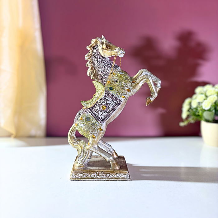 Mughal Jewel Rearing Stallion – Luxury Polyresin Horse Figurine by The Decor Paradise