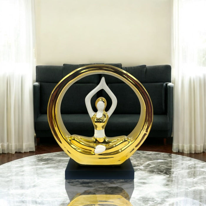 Golden Yoga Pose Sculpture - Meditative Home Decor Ornament