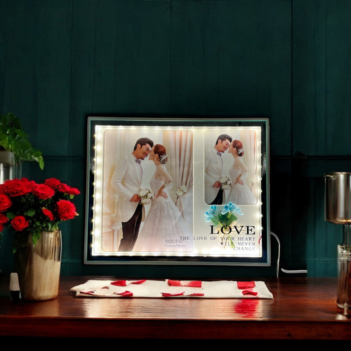 Dual Photo LED Frame | 8x10 Inch Rectangle Picture Frame with Lights