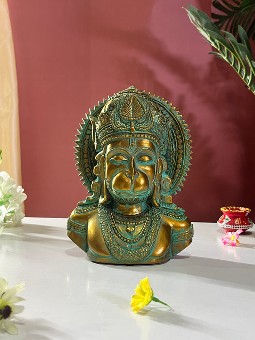 Viraat Hanuman: Antique Finish Bust Statue with Intricate Detailing – Spiritual Home Décor