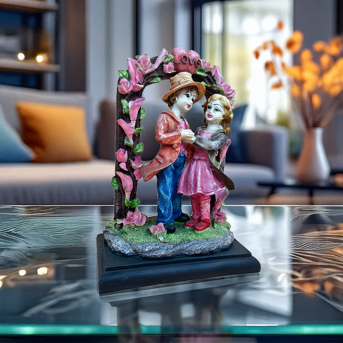 Romantic Couple Figurine with Floral Arch Design – 9 Inch Tall