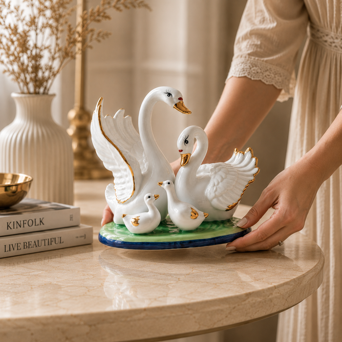Elegant swan decor on lady hand