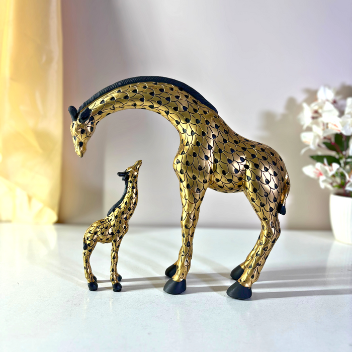 Premium Gold Finish Giraffe Figurine Set of 2