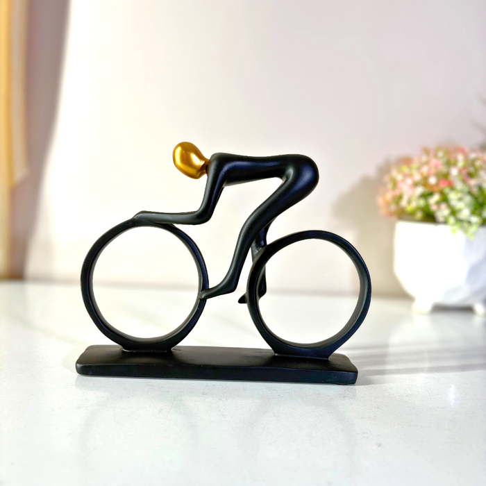 Premium Black Gold Cyclist Figurine - Dynamic Sports Showpiece by The Decor Paradise