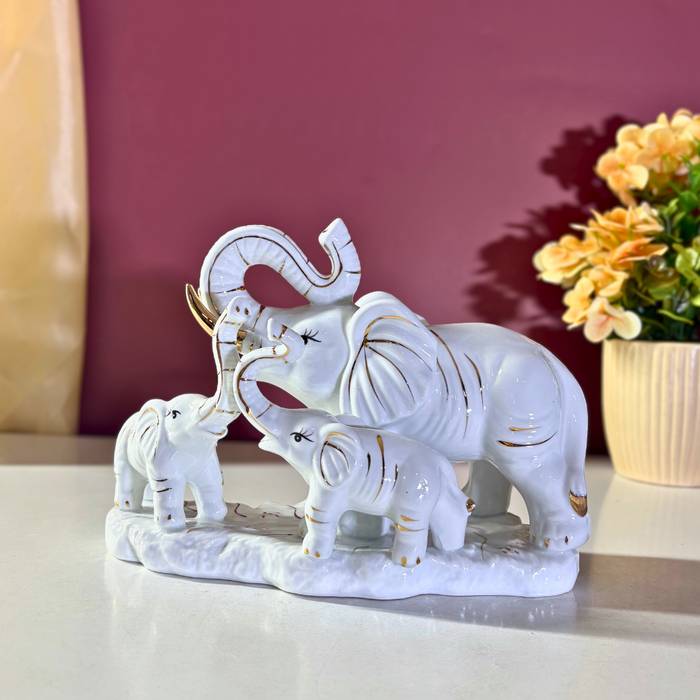 Royal Kin Ceramic Elephant Ensemble – Premium Vastu Décor by The Decor Paradise
