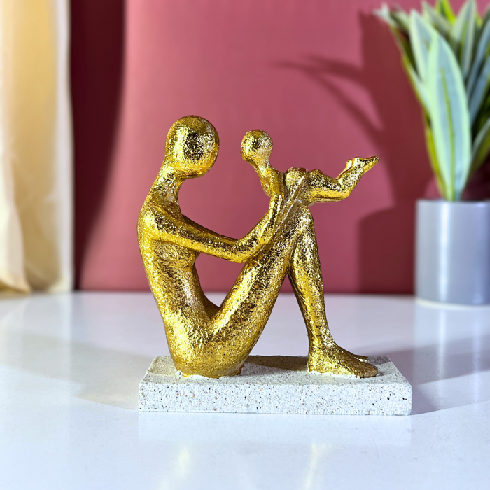 Golden Mother and Child Showpiece – Premium Resin Family Figurine by The Decor Paradise