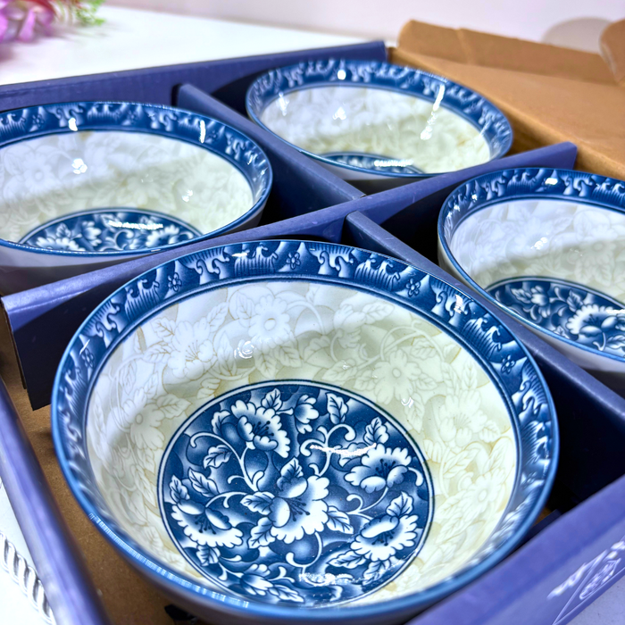 Chinoiserie Blue & White Ceramic Bowl Set of 4 Online India | The Decor Paradise