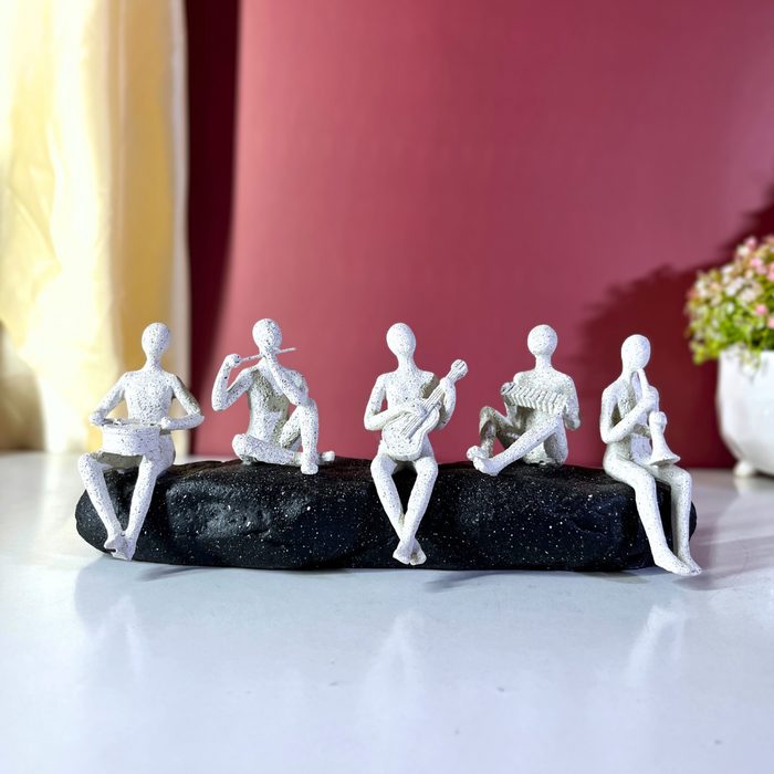 Resin Musicians Quintet Showpiece Set – Handcrafted Musical Figurines by The Decor Paradise
