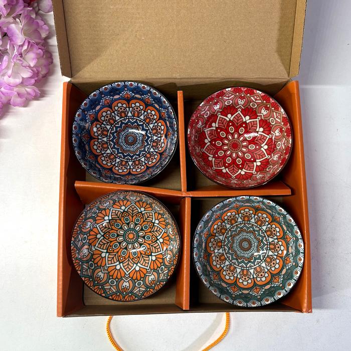 Mandala Ceramic Snack Bowl Set of 4 Online India | The Decor Paradise