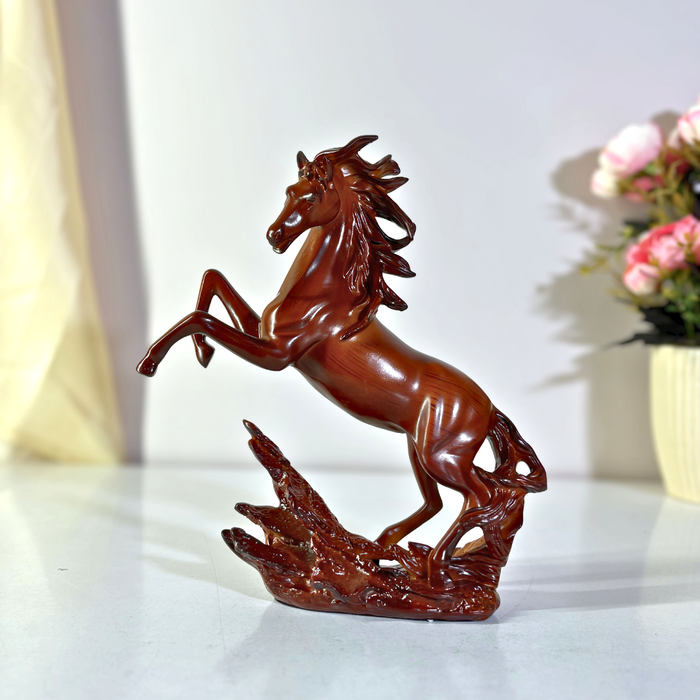 Premium Brown Rearing Horse Statue Polyresin