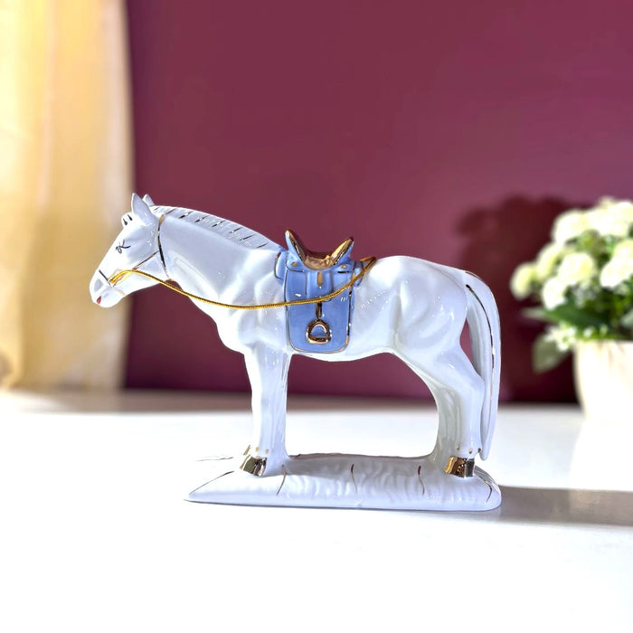 Azure Majesty Ceramic Horse Sculpture – Premium Art Décor by The Decor Paradise