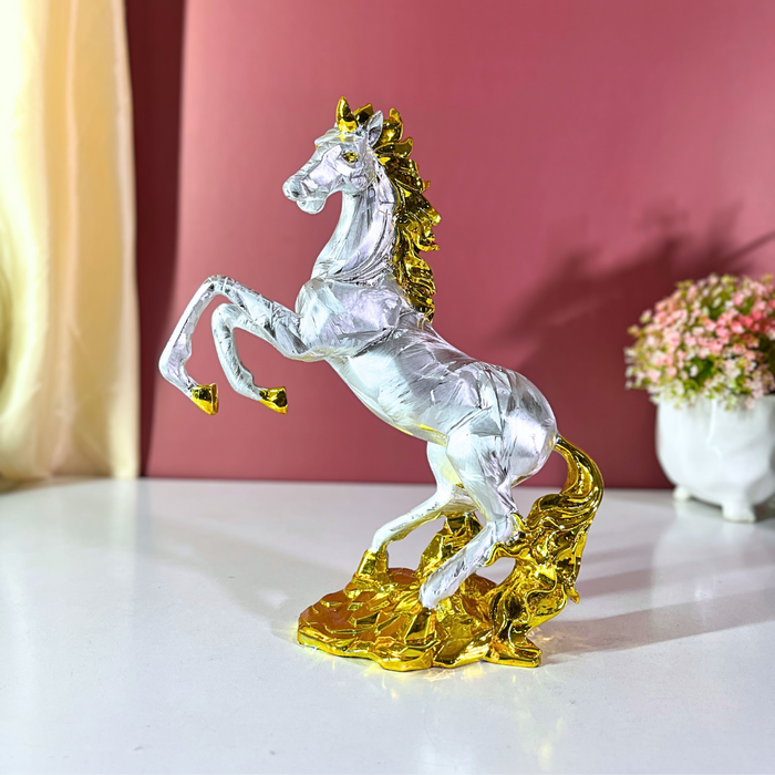 Premium Silver Metallic Rearing Horse Statue Polyresin Online India | The Decor Paradise