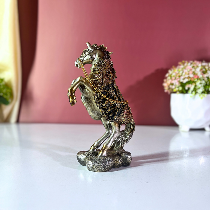 Regal Rearing Rajasthani Horse – Hand painted Polyresin Décor by The Decor Paradise