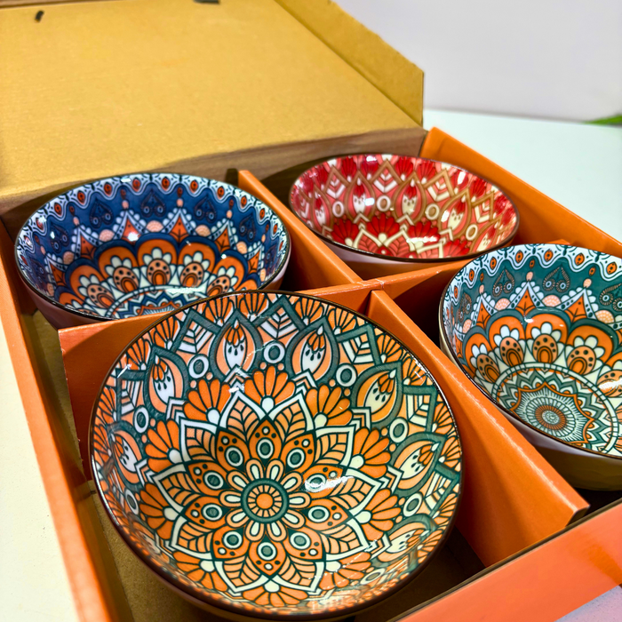 Mandala Ceramic Snack Bowl Set of 4 Online India | The Decor Paradise