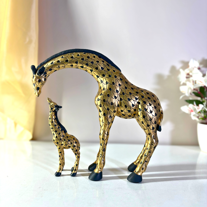 Premium Gold Finish Giraffe Figurine Set of 2