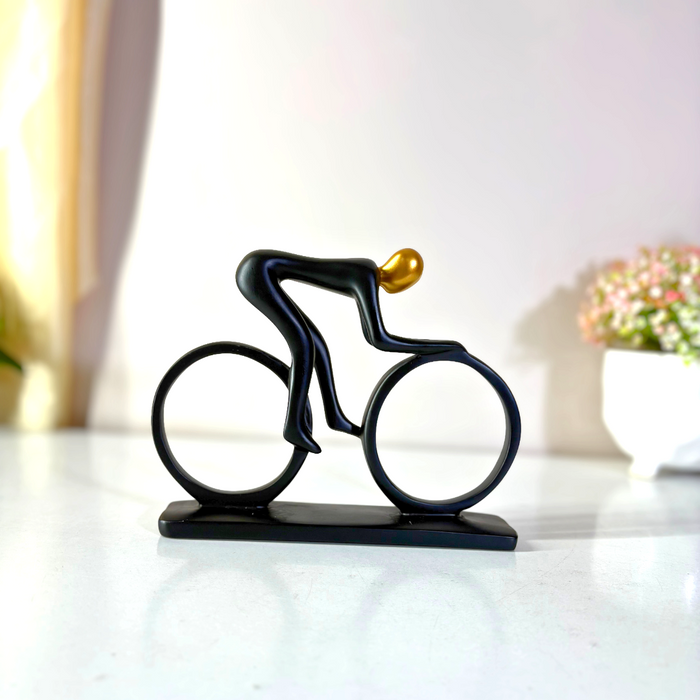 Premium Black Gold Cyclist Figurine - Dynamic Sports Showpiece by The Decor Paradise