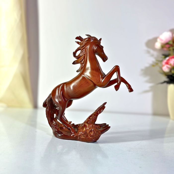 Premium Brown Rearing Horse Statue Polyresin