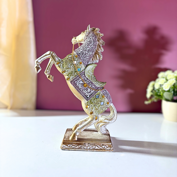Mughal Jewel Rearing Stallion – Luxury Polyresin Horse Figurine by The Decor Paradise