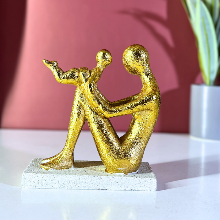 Golden Mother and Child Showpiece – Premium Resin Family Figurine by The Decor Paradise
