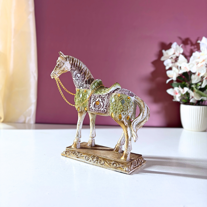 Gilded Maharaja Parade Horse – Luxe Polyresin Accent by The Decor Paradise