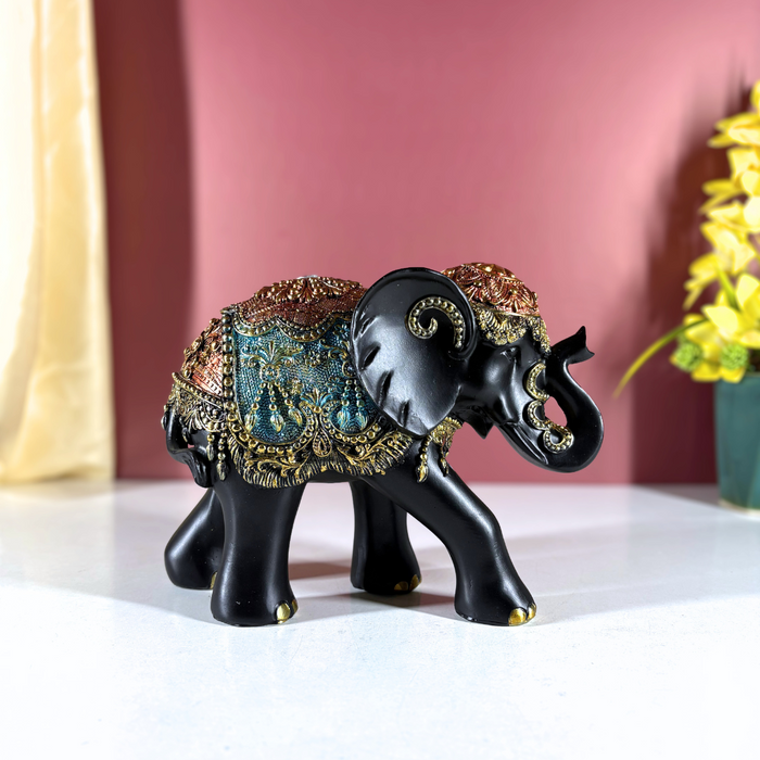 Opulent Rajasthani Polyresin Elephant Sculpture – Luxe Home Accent