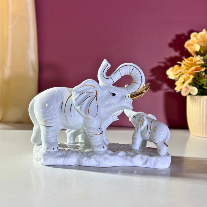 Royal Kin Ceramic Elephant Ensemble – Premium Vastu Décor by The Decor Paradise