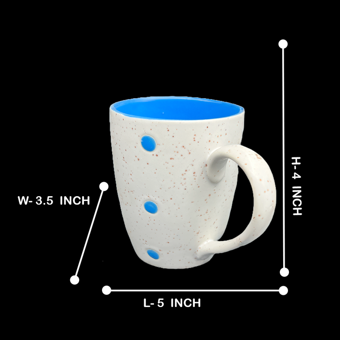 Speckled Ceramic Mug with Blue Dots and Inner Glaze - 300ml