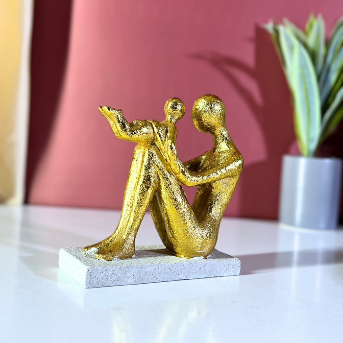 Golden Mother and Child Showpiece – Premium Resin Family Figurine by The Decor Paradise