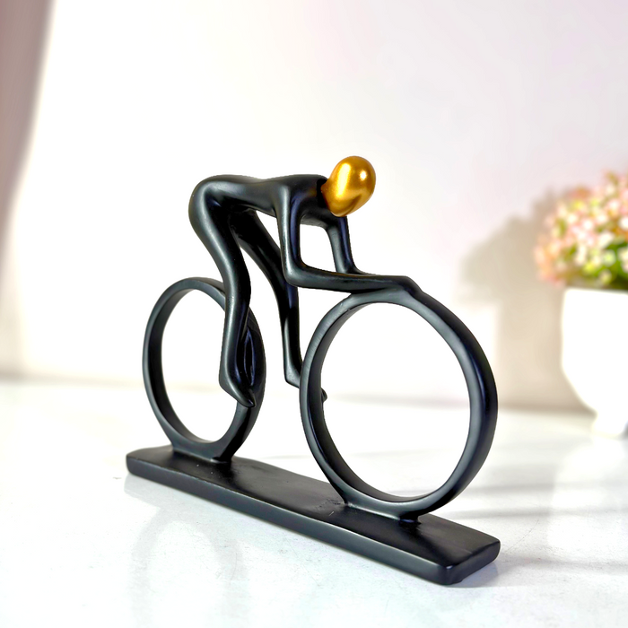 Premium Black Gold Cyclist Figurine - Dynamic Sports Showpiece by The Decor Paradise