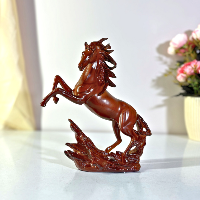 Premium Brown Rearing Horse Statue Polyresin