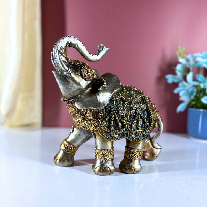 Regal Rajasthani Polyresin Elephant – Hand painted Ethnic Showpiece