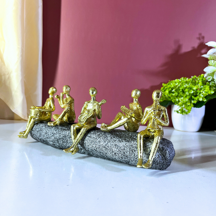 Golden Resin Musicians Quintet Showpiece Set | The Decor Paradise