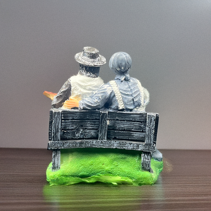 Timeless Duet: Musical Elderly Couple Sculpture for Indian Home Décor