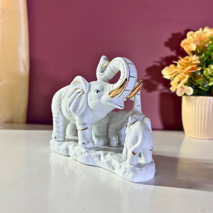Royal Kin Ceramic Elephant Ensemble – Premium Vastu Décor by The Decor Paradise