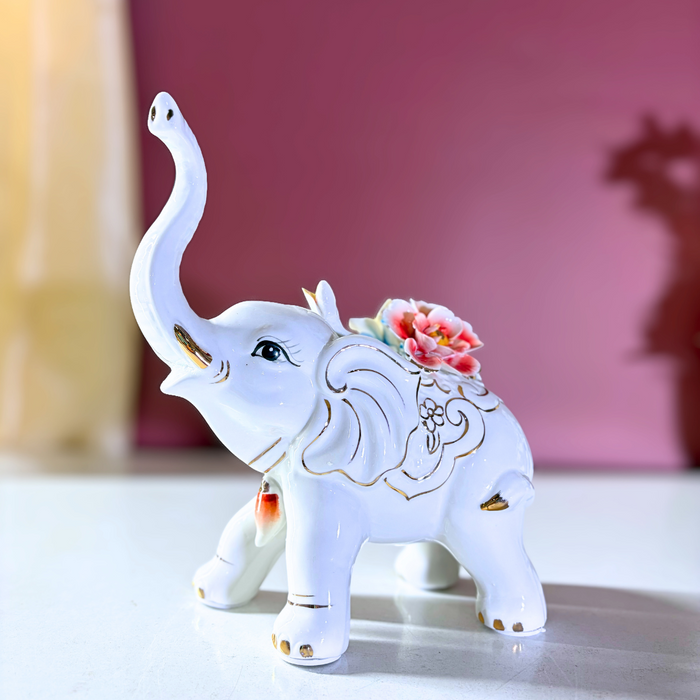 Ceramic Fortune Elephant Duo – Premium Décor by The Decor Paradise