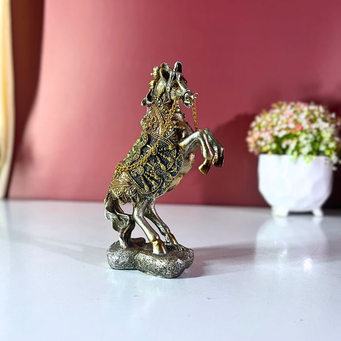 Regal Rearing Rajasthani Horse – Hand painted Polyresin Décor by The Decor Paradise