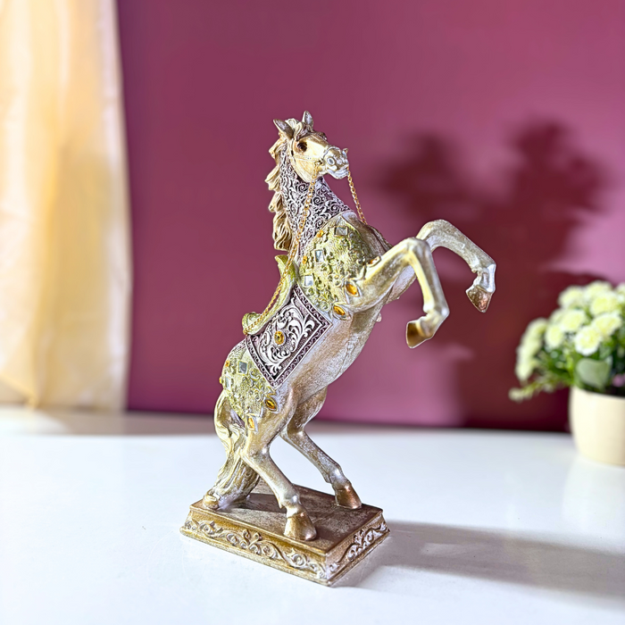 Mughal Jewel Rearing Stallion – Luxury Polyresin Horse Figurine by The Decor Paradise