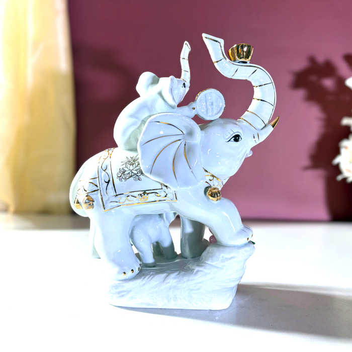 Ceramic Dynasty Elephant Family – Luxe Vastu Home Décor by The Decor Paradise