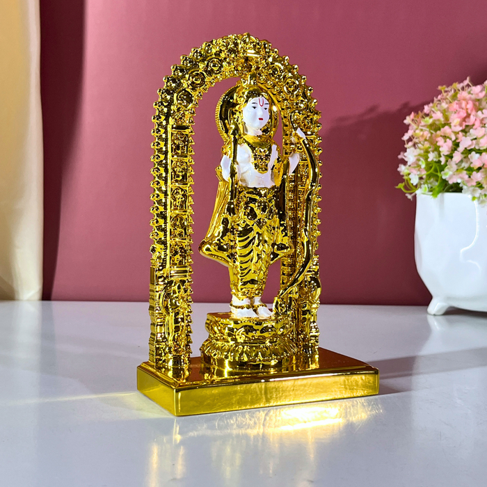 White and Gold Shri Ram Lalla Statue | Divine Resin Baby Lord Ram Idol for Home Temple & Puja Altar | Spiritual Gift (20.5 cm)