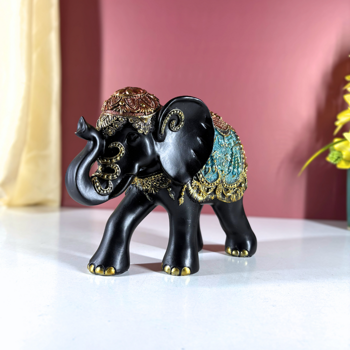 Opulent Rajasthani Polyresin Elephant Sculpture – Luxe Home Accent