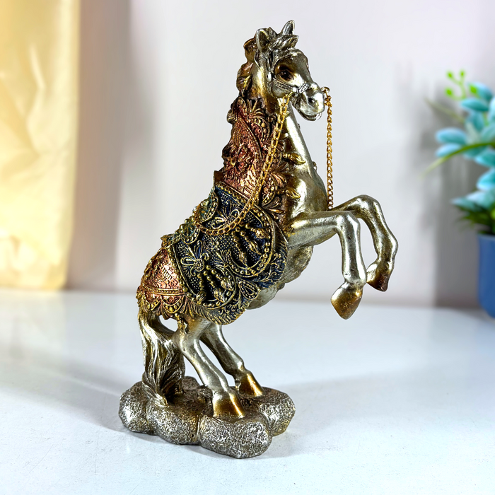 Imperial Stallion Polyresin Sculpture – Luxe Horse Décor by The Decor Paradise