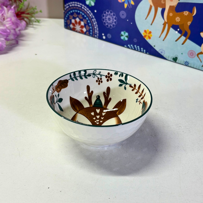 Woodland Deer Ceramic Bowl & Plate Gift Set (5 Pieces) – Forest Friends Dinnerware Collection