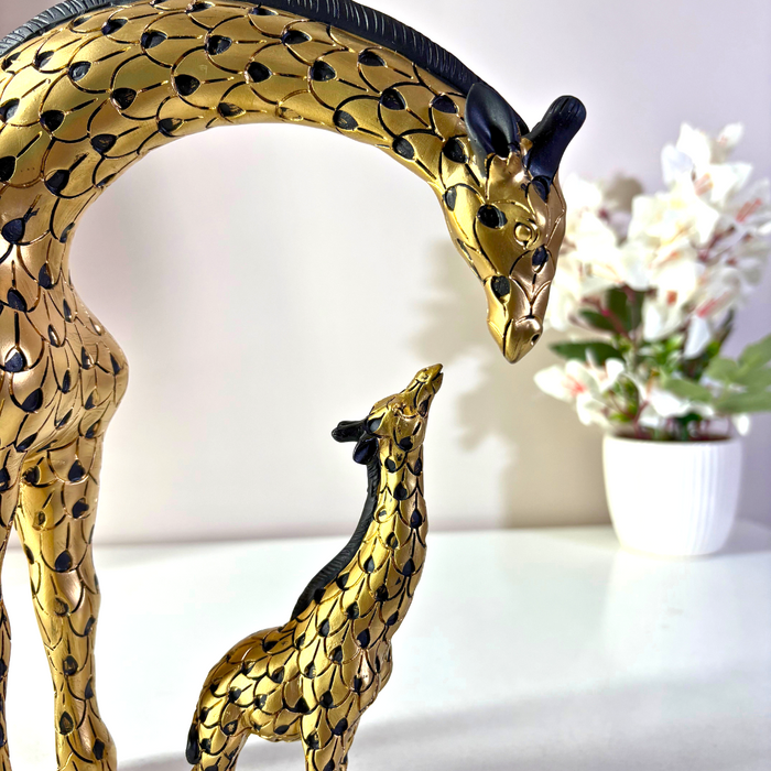 Premium Gold Finish Giraffe Figurine Set of 2