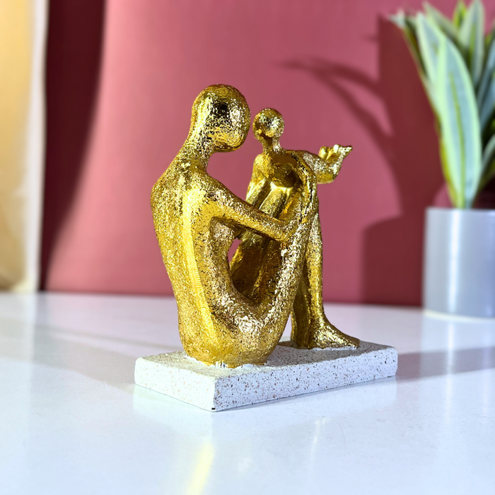 Golden Mother and Child Showpiece – Premium Resin Family Figurine by The Decor Paradise