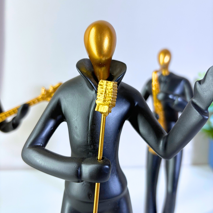 Black Gold Musical Trio Showpiece Set - Premium Resin Figurines by The Decor Paradise