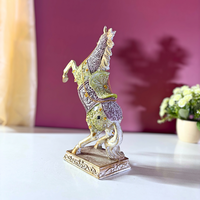 Mughal Jewel Rearing Stallion – Luxury Polyresin Horse Figurine by The Decor Paradise