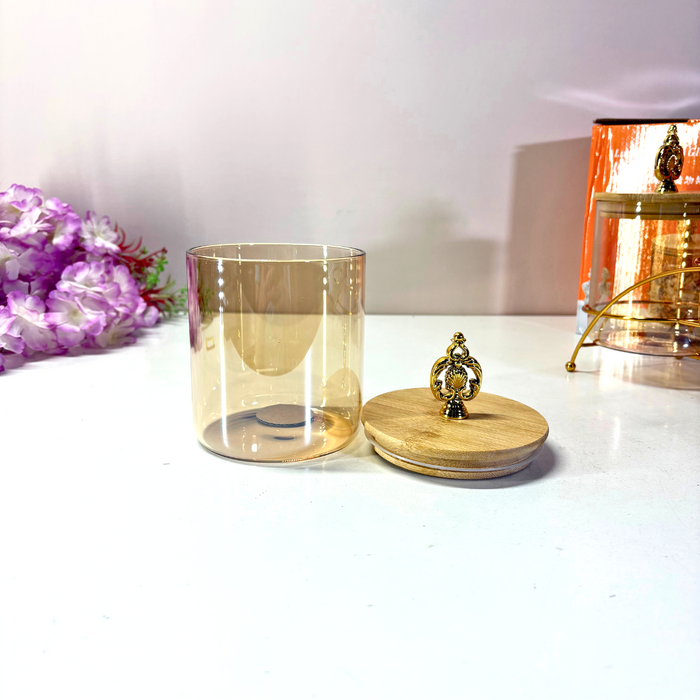 AuraVista Premium Glass & Pinewood Serving Set with Metal Stand