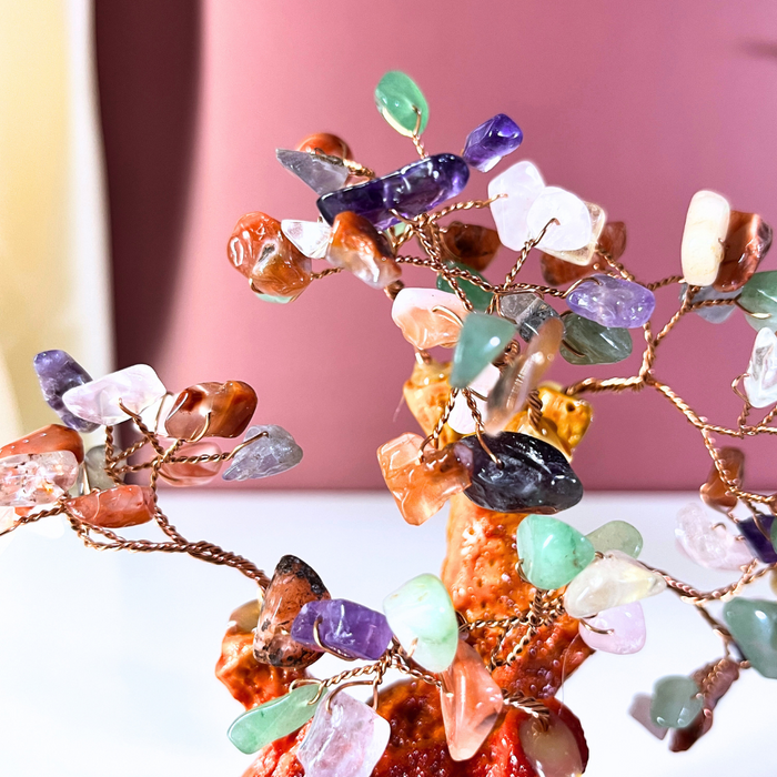 The Decor Paradise Multicolor Crystal Tree for Vastu & Positive Energy | Feng Shui Money Tree for Good Luck, Wealth & Home Decor (15 cm)